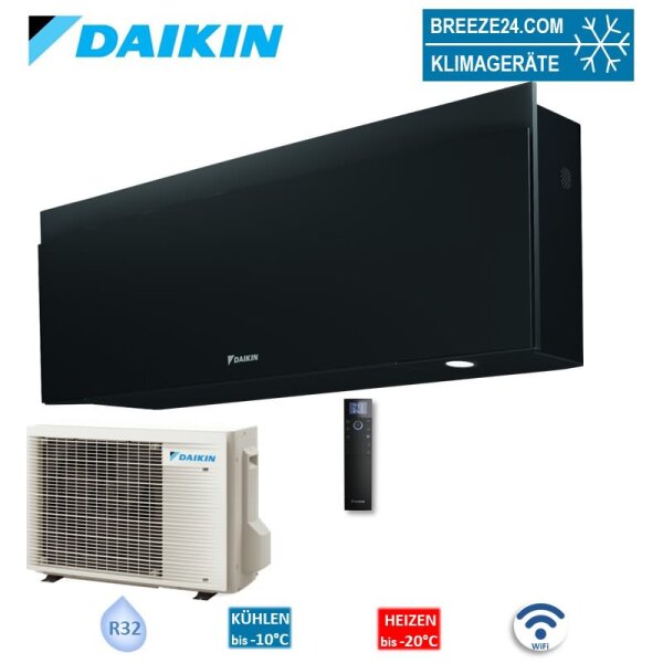 Daikin Set FTXJ35AB + RXJ35A WiFi Emura Wandgerät Mattschwarz + Außengerät 3,4 kW 1 Raum 35 - 40 m²