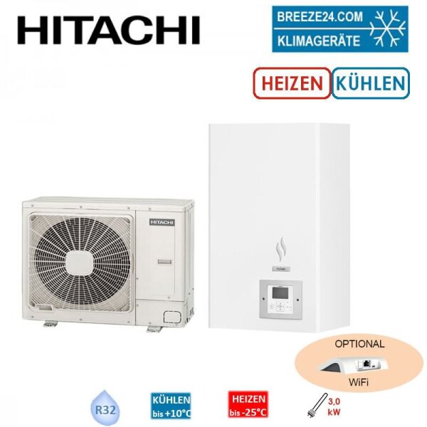 Hitachi Yutaki S 8,0 kW RAS-3WHVRP1 + RWM-3.0R1E - Wärmepumpe + Hydromodul | 3 kW Heizstab