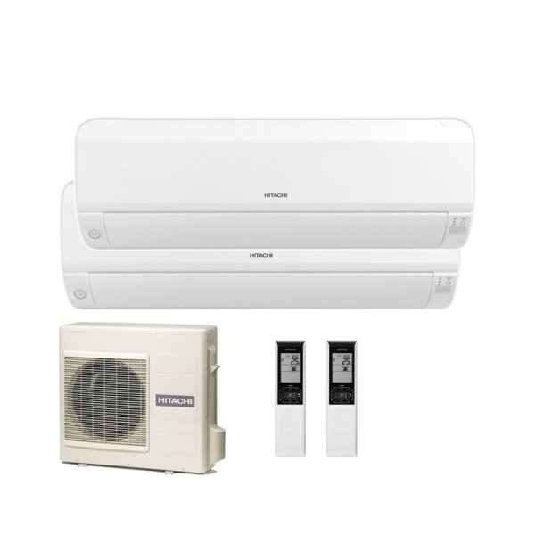 Hitachi Set 2 x Wandgeräte Performance 1,5/2,0 kW RAK-15QPE + RAK-18RPE + RAM-33NP2E R32 Klimaanlage