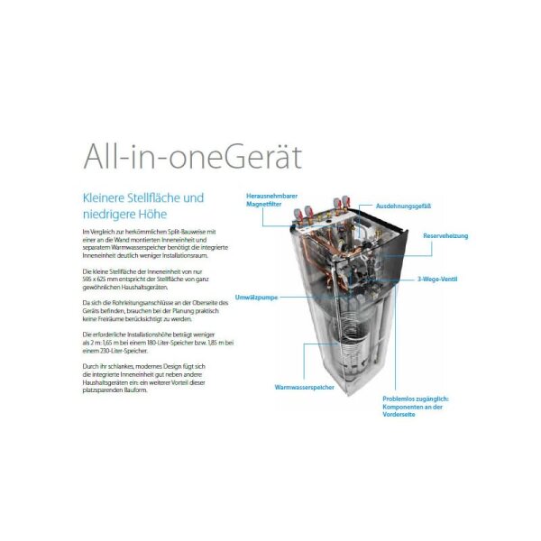 Daikin Altherma 3 H MT F ETVX12S18E9W Hydrobox/Speicher 180 Liter Heizstab 9 kW Heizen/Kühlen