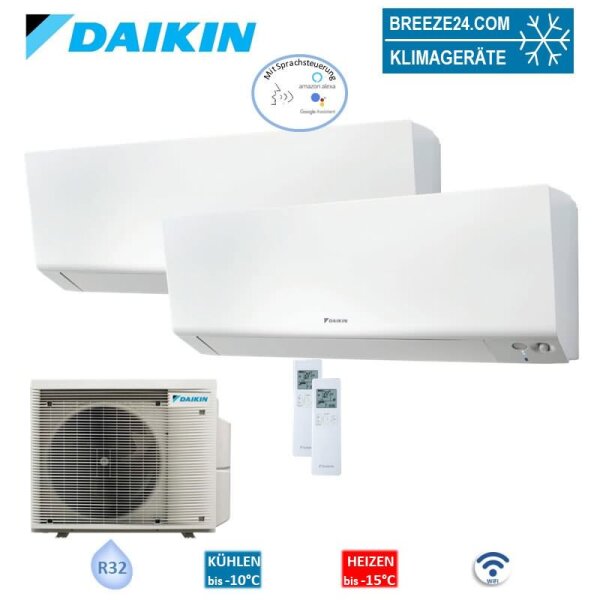 Daikin Set 2 Wandgeräte Perfera 5,0 kW | FTXM50A + 4MXM80A8 R32 Klimaanlage WiFi