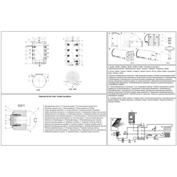 TESY EV 2x9 2x14 S2 800 95 HP DN18 HP Wassertank 500 L 2 doppelten Niedertemperatur-Wärmetauscher