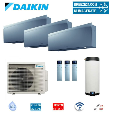 Daikin 4MWXM52A9 Multi+ Set 3 x Emura Wandgeräte WiFi FTXJ20AS  + Warmwassertank 120L EKHWET120BV3