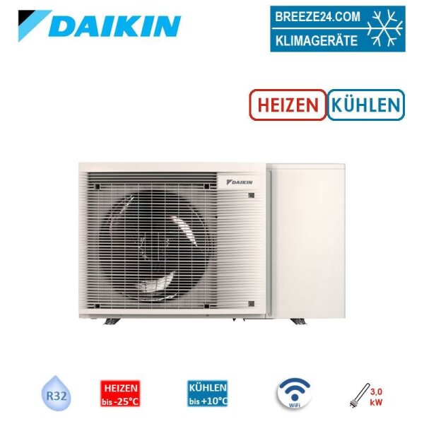 Daikin Altherma 3 M EBLA06E3V3 WiFi Monoblock Wärmepumpe Heizen/Kühlen 6,0 kW mit Heizstab 3 kW 230V