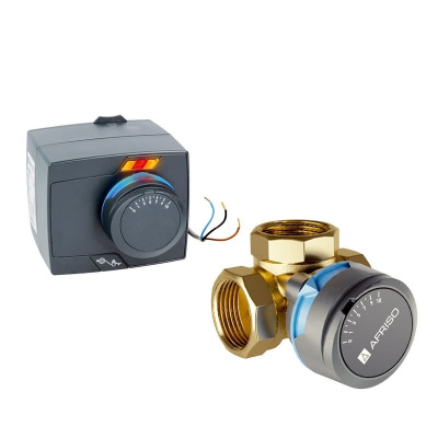 AFRISO 3-Wege-Mischventil ARV 385 mit Stellmotor ARM 343 - DN32 - RP 1 1/4" - Kvs 16m³/h - 3-Punkte-Signal - 120s - 6 Nm - 230 V