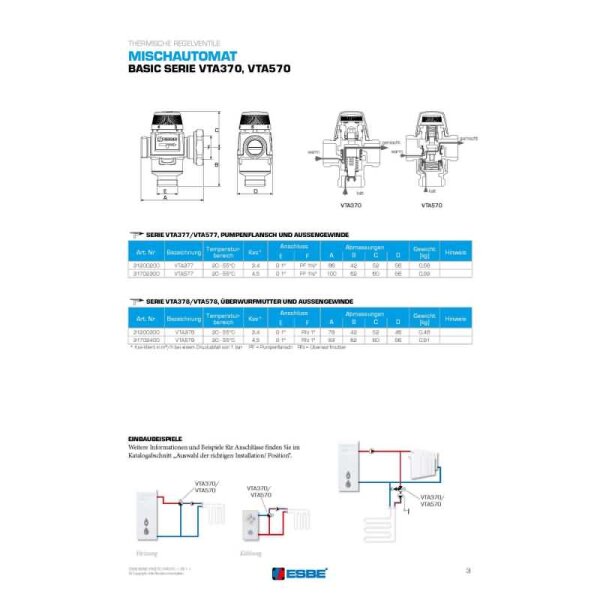 ESBE Mischautomat REZESCA0101 G 1 1/4" - VTA572 - 30 - 70 Grad - DN25 - Kvs 4.8