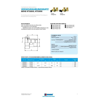 ESBE Verschraubungssatz ESKTD2122520 KTD212 3-teilig G 1" x R 3/4" AG inkl. RSV