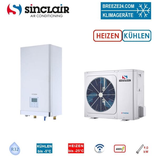 Sinclair S-THERM YUKON Set MSH-80EB + MSH-100IB-3/9 Wärmepumpe + Hydrobox WiFi 8,3 kW 400 Volt