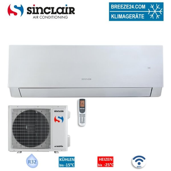 Sinclair Set Wandgerät MARVIN SIH-12BIMS + SOH-12BIM WiFi 3,5 kW silber Raumgröße 35 - 40 m² | R32