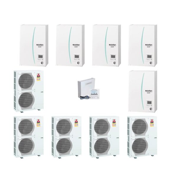 Mitsubishi Electric Wärmepumpen Kaskaden Set MZ 5.140 R 70kW PUZ-HWM140YHA +ERPX-YM9D + PAC-IF071B-E