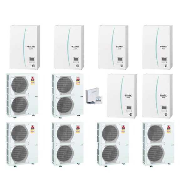 Mitsubishi Electric Wärmepumpen Kaskaden Set MZ 6.140 R 84 kW PUZ-HWM140YHA + ERPX-YM9D+PAC-IF071B-E
