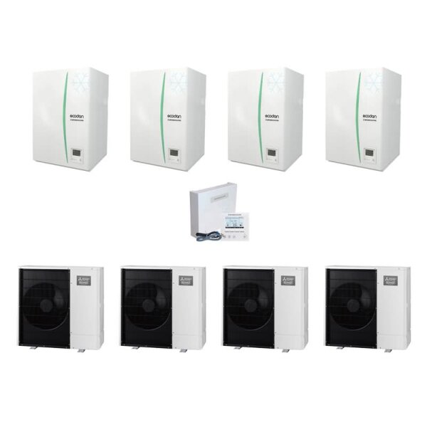 Mitsubishi Electric Wärmepumpen Kaskaden Set MP 4.60 R 24 kW PUZ-WM60VAA + ERPX-YM9D + PAC-IF071B-E