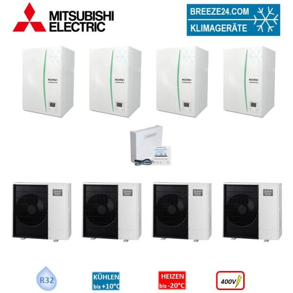 Mitsubishi Electric Wärmepumpen Kaskaden Set MP 4.85 R 34 kW PUZ-WM85YAA + ERPX-YM9D + PAC-IF071B-E