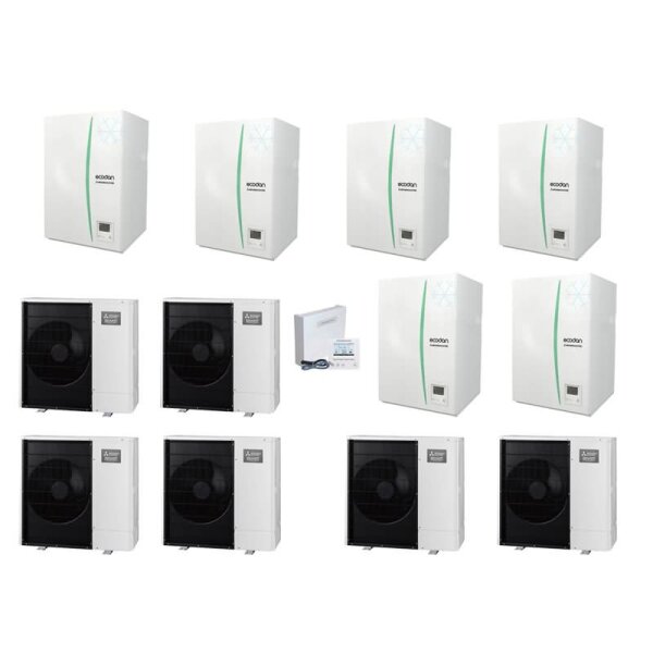 Mitsubishi Electric Wärmepumpen Kaskaden Set MP 6.85 R 51 kW PUZ-WM85YAA + ERPX-YM9D + PAC-IF071B-E
