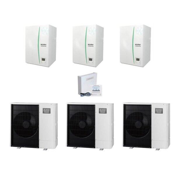 Mitsubishi Electric Wärmepumpen Kaskaden Set MP 3.112 R 33kW PUZ-WM112YAA + ERPX-YM9D + PAC-IF071B-E