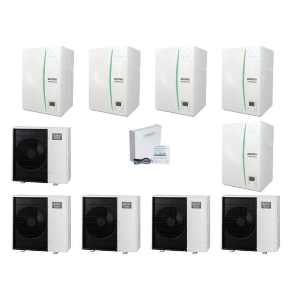 Mitsubishi Electric Wärmepumpen Kaskaden Set MP 5.112 R 56kW PUZ-WM112YAA + ERPX-YM9D + PAC-IF071B-E