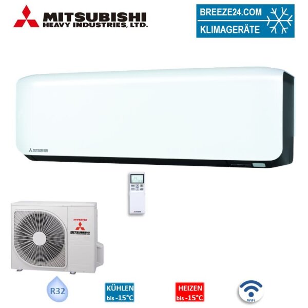 Mitsubishi Heavy Set SRK25ZS-WFB + SRC25ZS-W2 Wandgerät Schwarz/Weiss 2,5 kW WiFi Raumgröße 25-30 m²