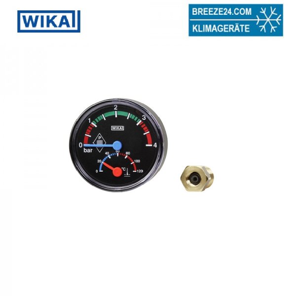 WIKA Mano-Thermometer 1/2" hinten 0-2.5/4 bar Gehaeuse 80mm 20-120Grad