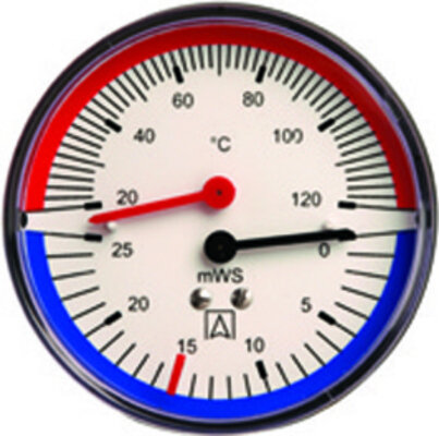 WIKA Mano-Thermometer 1/2" hinten 0-2.5/4 bar Gehaeuse 80mm 20-120Grad