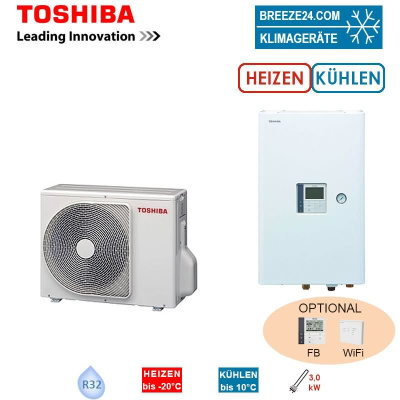 Toshiba Wärmepumpen Set ESTIA HWT-601HW-E + HWT-601XWHM3W-E Heizen/Kühlen 6,0 kW Heizstab 3 kW