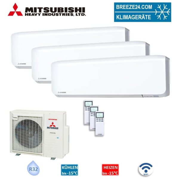 Mitsubishi Heavy Set 3 Wandgeräte SRK25ZS-WF + 2 x SRK35ZS-WF + SCM71ZS-W 2,5/3,5 kW WiFi | R32