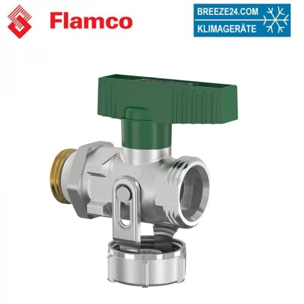Flamco KHDVGW15D KFE-Hahn DVGW-Ausführung 1/2" Durchgang vernickelt ohne Schlauchverschraubung