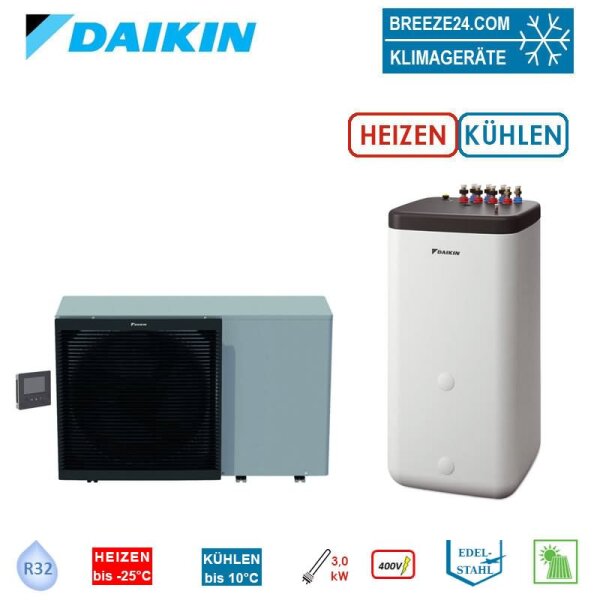 Daikin Altherma 3 ST Set EBLA11D3W1 + EKHWP54419B Wärmepumpe + Speicher 500 L - 10 kW - Heizstab 3kW