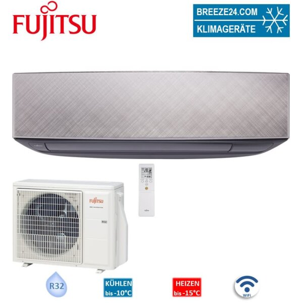 Fujitsu Set ASYG14KETAB + AOYG14KETA WiFi Design eco silber-grau 4,2 kW | Raumgröße 40 - 45 m² | R32