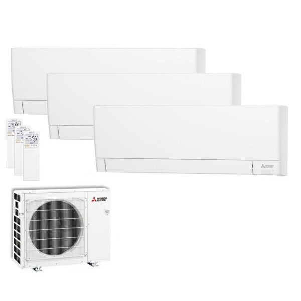 Mitsubishi Electric Set 3 Wandgeräte WiFi 2,5 kW 3 x MSZ-AY25VGKP + MXZ-3F68VF R32 Klimaanlage