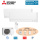 Mitsubishi Electric Set 2 Wandgeräte WiFi Kompakt 2,5/4,2 kW MSZ-AY25VGKP + MSZ-AY42VGKP + MXZ-2F53VF4