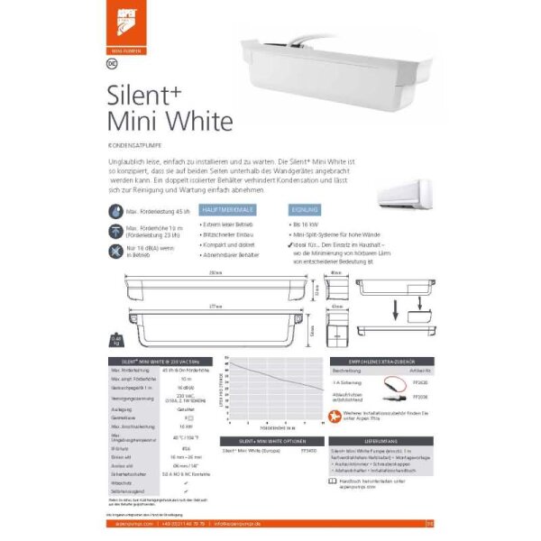 Aspen Pumps FP3450 Silent+ Mini White Kondensatpumpe