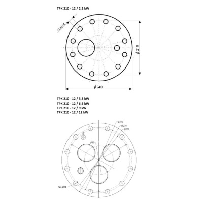 ES/TPK 210-12 Flansch-Heizstab mit gekapselten Keramikheizstäben 3.3 | 5-9 | 6.6 | 9 | 12 kW