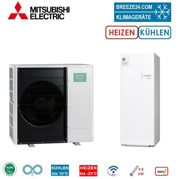Mitsubishi Electric Wärmepumpen-Set 13.8 Monoblock PUZ-WZ80VAA + ERPT30X-YM9EE + MAC-587IF-E (W) Hydromodul 300L R290
