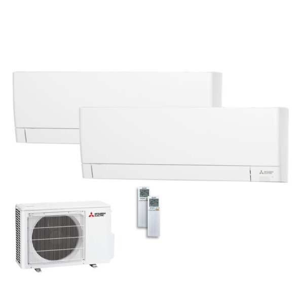 Mitsubishi Electric Set MSZ-AY20VGKP + MSZ-AY50VGK + MXZ-2F53VF4 2 Wandgeräte WiFi Kompakt 2,0/5,0kW