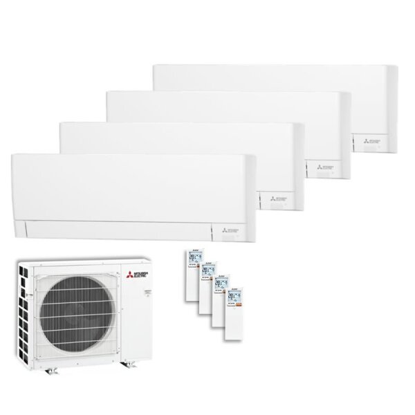 Mitsubishi Electric Set 4 Wandgeräte WiFi 2,0/3,5 kW MSZ-AY20VGKP + 3 x MSZ-AY35VGKP + MXZ-4F72VF4