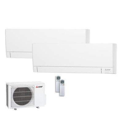 Mitsubishi Electric Set MSZ-AY20VGKP + MSZ-AY42VGKP + MXZ-2F53VF4 2 Wandgeräte Kompakt WiFi 2,0/4,2kW