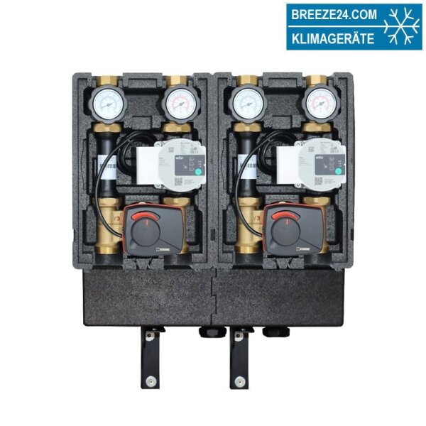 Modulverteilergruppe 2 x gemischte Pumpengruppe mit Wilo Para 25/6 + ESBE ARA 661