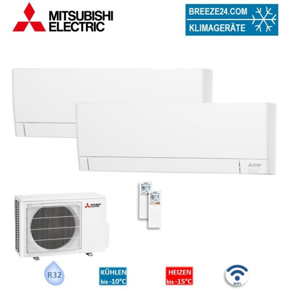 Mitsubishi Electric Set 2  Wandgeräte1,5/3,5 kW Wifi - MSZ-AY15VGKP + MSZ-AY35VGKP + MXZ-2F42VF4 - R32