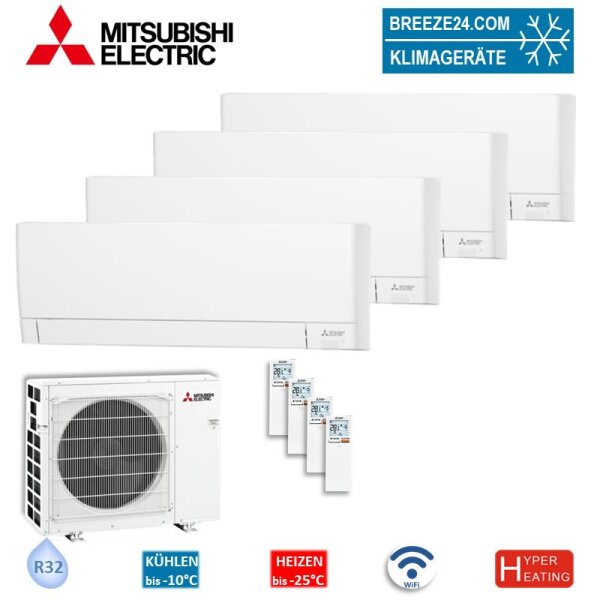 Mitsubishi Electric Set 2 x MSZ-AY15VGKP + 2x MSZ-AY20VGKP + MXZ-4F83VFHZ2 Hyper Heating Wandgeräte
