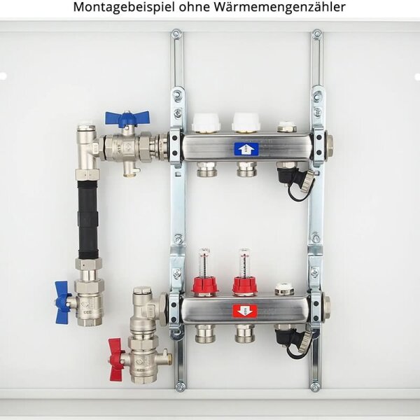 Anschluss-Set für Wärmezähler mit 3/4" Gewinde - 110 mm - Winkelform