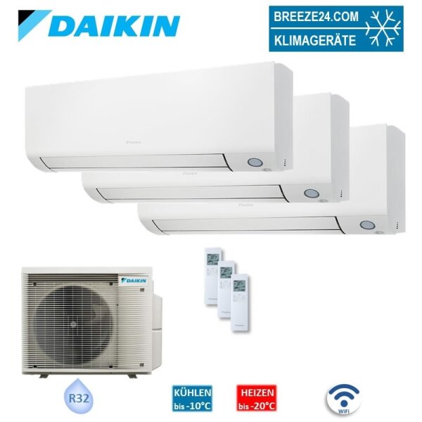 Daikin Set 3 Wandgeräte Perfera WiFi 2 x FTXM20A + FTXM42A + 3MXM68A8 2,0/4,2 kW | R32 | Klimaanlage