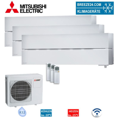 Mitsubishi Electric Set 2 x  MSZ-LN18VG2W + MSZ-LN35VG2W + MXZ-3F54VF4 Wandgeräte Diamond WiFi