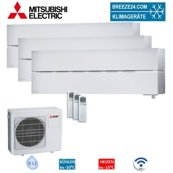 Mitsubishi Electric Set 3 Wandgeräte Diamond WiFi 2 x MSZ-LN18VG2W + MSZ-LN50VG2W + MXZ-3F68VF