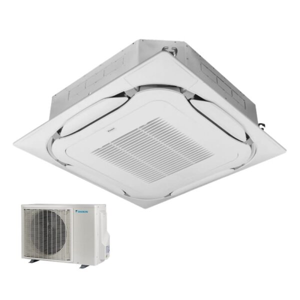 Daikin Set 4-Wege-Deckenkassette FCAG60B-2 + Blende BYCQ140EW standard reinweiss + RXM60A 5,7 kW R32