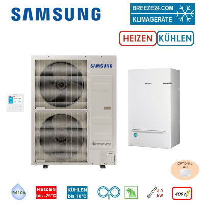 SAMSUNG AE120AXEDGH Luft/Wasser Wärmepumpe 12 kW + Hydromodul AE160ANYDGH mit 6 kW Heizstab