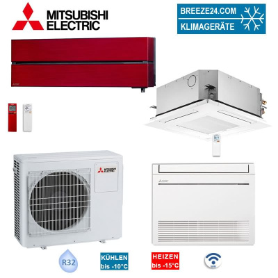 Mitsubishi Electric Set Diamond MSZ-LN25VG2R + SLZ-M25FA2 + Kompakt MFZ-KT25VG + MXZ-3F68VF4