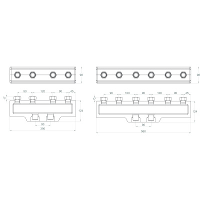 LK Armatur LK 860 Verteilerleiste 3-fach | C/C 90 | 182126
