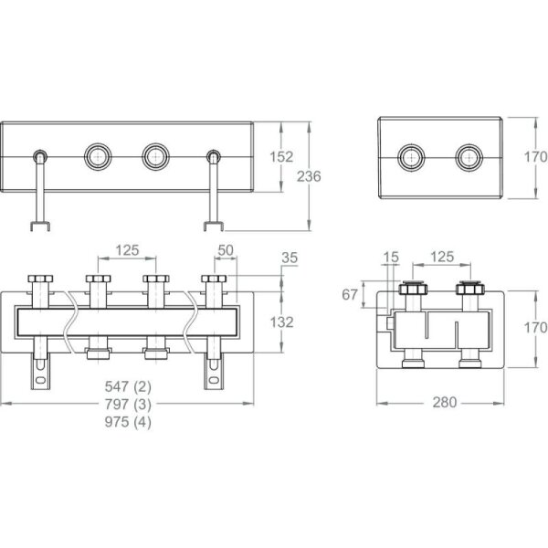 LK Armatur LK 860 Verteilerleiste | 4-fach | mit hydraulischer Weiche | G 1 1/2" | C/C 125 | 182418