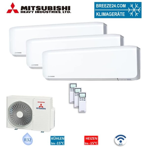 Mitsubishi Heavy Set 2 x SRK15ZS-WF + SRK35ZS-WF + SCM45ZS-W Wandgerät Klimaanlage 1,5/3,5 kW WiFi