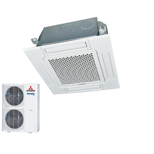 Mitsubishi Heavy Set 4-Wege-Deckenkassette 10,0 kW Standardpaneel FDT100VH + FDC100VNX-W R32